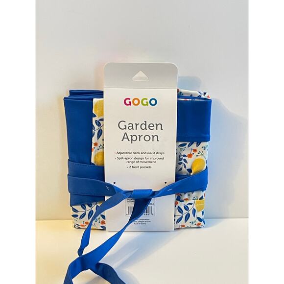 New GOGO Garden Apron Blue 2 Pockets - Picture 3 of 6